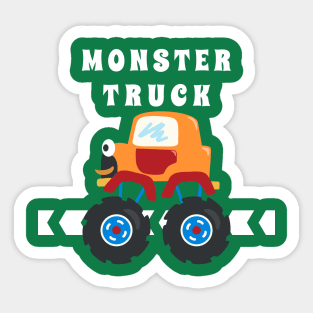 illustration of monster truck with cartoon style Sticker